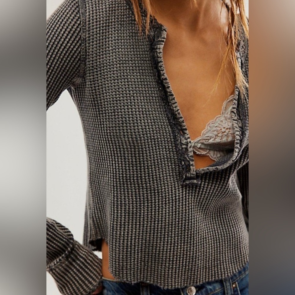 Free people FP one colt thermal in tarmac dark gray large